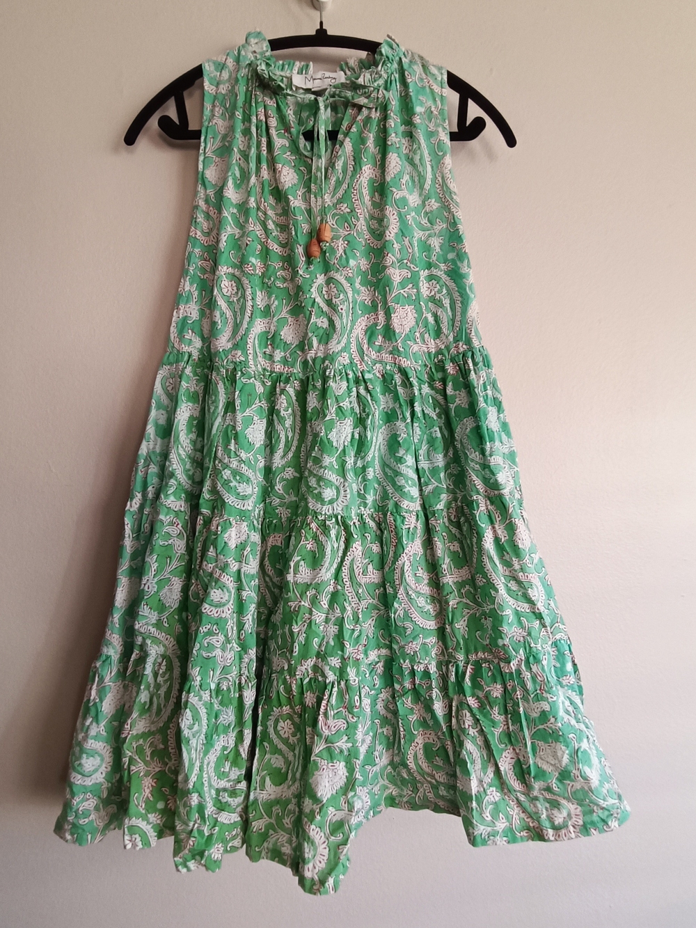 Maxime Zeaberg Green Paisley Tiered Mini Dress - Size 2 Boho